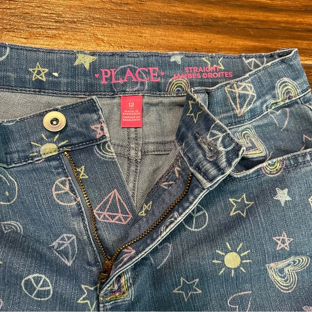The Children’s Place‎ Girls Doodle Straight Jeans 12 Adjustable Waist